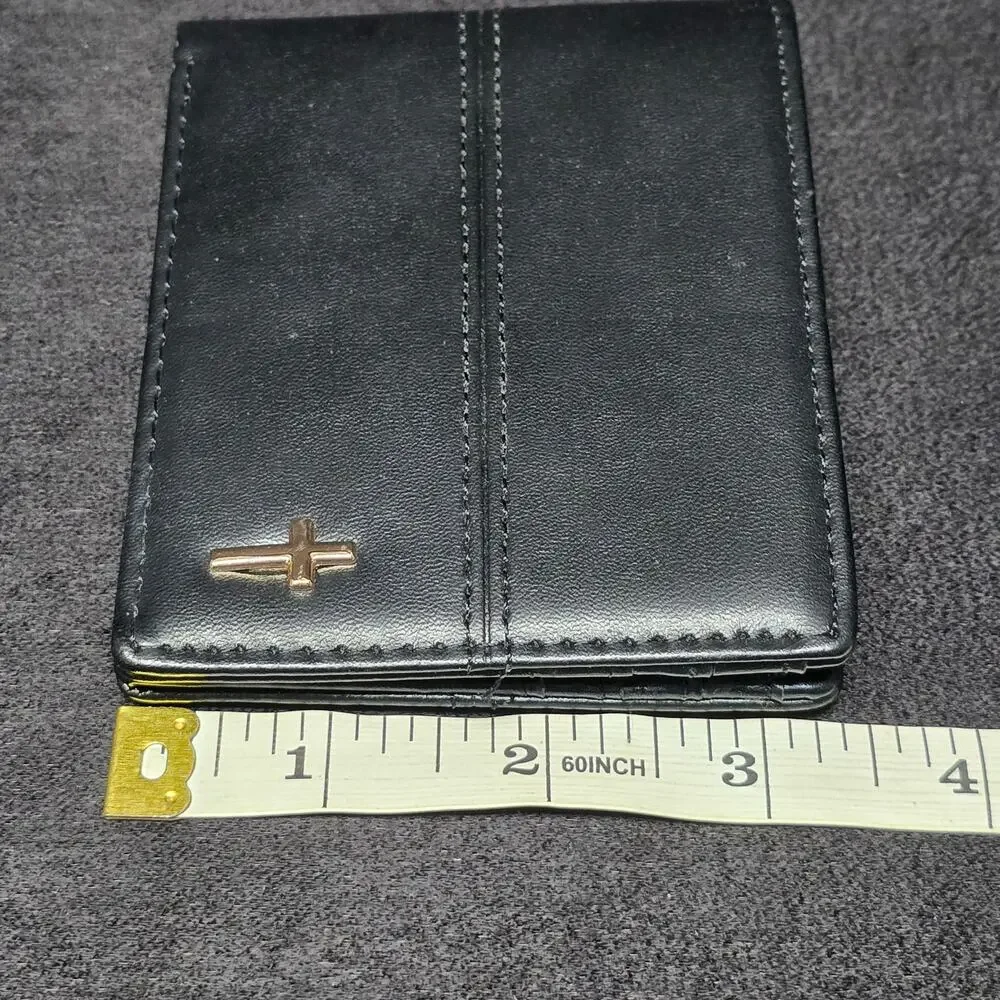 Sunflower Garden Designs of Faith Black Leather Wallet with Gold Cross